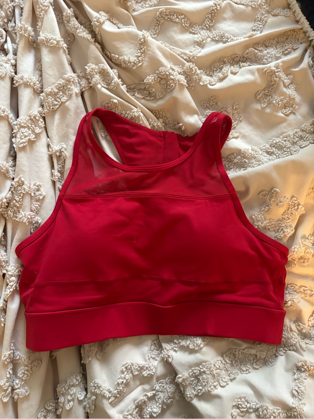 ZYIA Red High-Neck Sports Bra with Mesh Detail